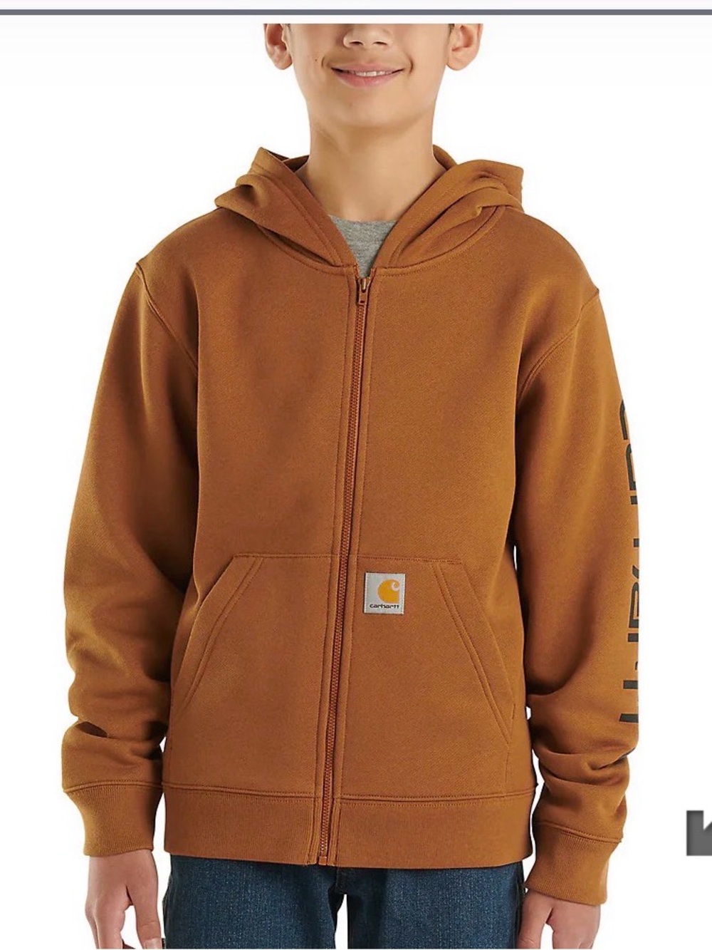 Carhartt Kids' Brown Full-Zip Hooded Sweatshirt